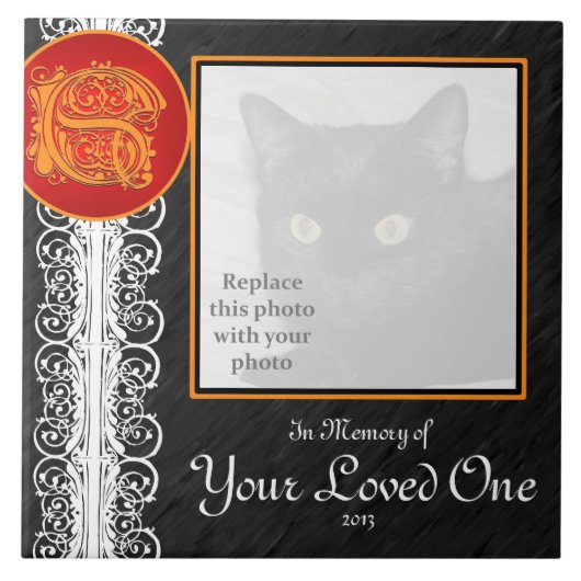 S Monogramm "In Gedächtnis deines Liebsten" Tile Fliese (Vorderseite)