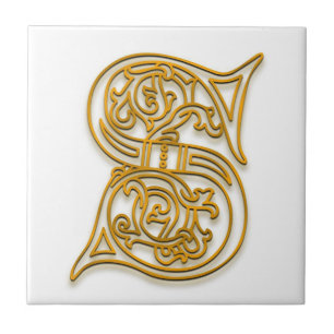 S-Monogramm-"irisches Gold" Keramik-Fliese Fliese