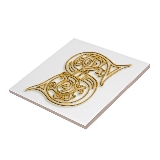 S-Monogramm-"irisches Gold" Keramik-Fliese Fliese (Seite)
