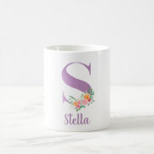 S Monogramm Lila Blumenfarbe Personalisiert Kaffeetasse (Mittel)