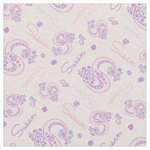 S Monogramm und personalisierte Bezeichnung Susan  Stoff