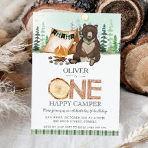 S more Camping Bear ONE Happy Camper 1. Geburtstag