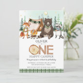 S more Camping Bonfire Woodland One Happy Camper Einladung (Stehend Vorderseite)
