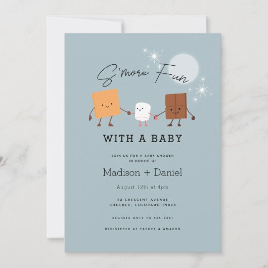 S more Fun Campfire Kinderdusche Einladung (Vorderseite)