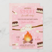 S more Pink Girl Bonfire Babydusche Einladung (Vorne/Hinten)
