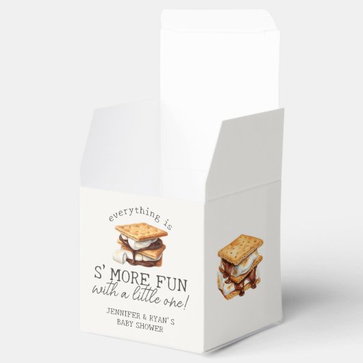 S’mores Fall Bonfire Outdoor Baby Shower Geschenkschachtel (Geöffnet)