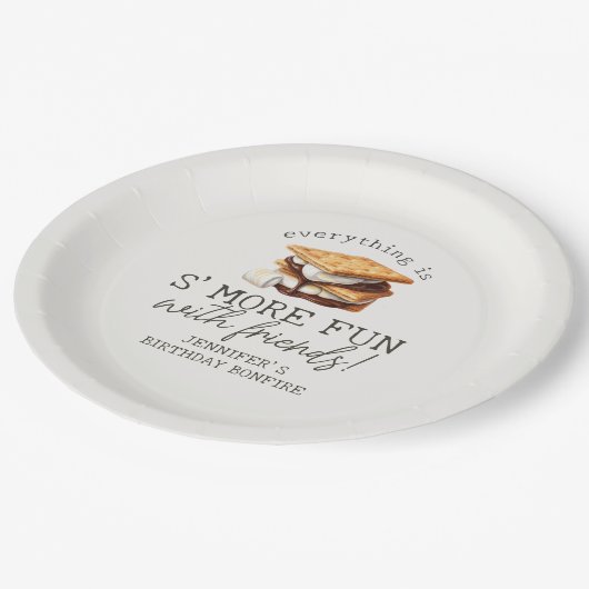 S’mores Fall Bonfire Outdoor Birthday Party Pappteller (Schrägansicht)