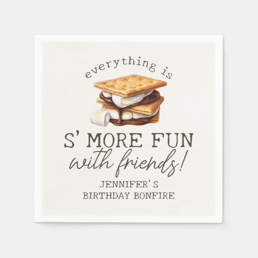 S’mores Fall Bonfire Outdoor Birthday Party Serviette (Vorderseite)