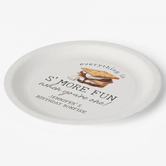 S’mores Fall Bonfire Outdoor First Birthday Pappteller (Schrägansicht)