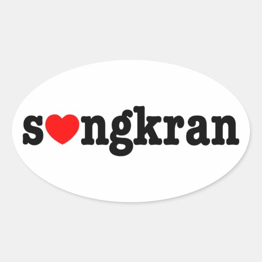 s ❤ ngkran ~ Herz (Liebe) Songkran Ovaler Aufkleber (Vorderseite)