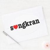 s ❤ ngkran ~ Herz (Liebe) Songkran Ovaler Aufkleber (Umschlag)