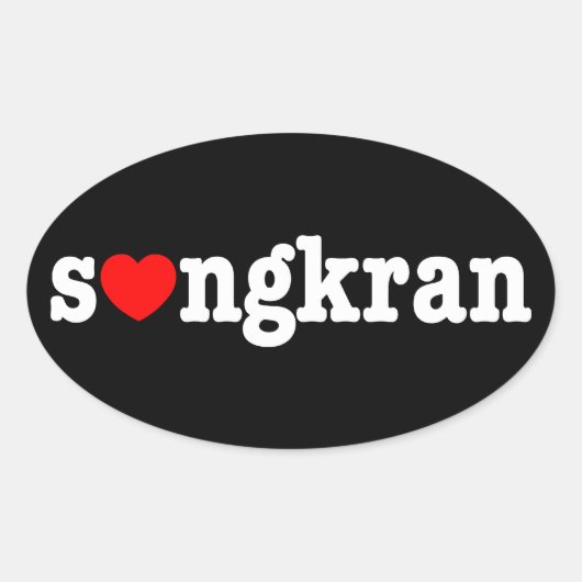 s ❤ ngkran ~ Herz (Liebe) Songkran Ovaler Aufkleber (Vorderseite)