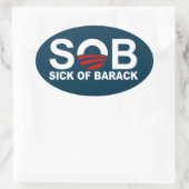 S.O.B. - Sick of Barack Ovaler Aufkleber (Tasche)