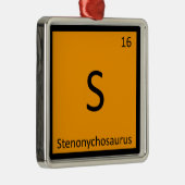 S - Periodisches Tabellensymbol für Stenonychosaur Silbernes Ornament (Rechts)
