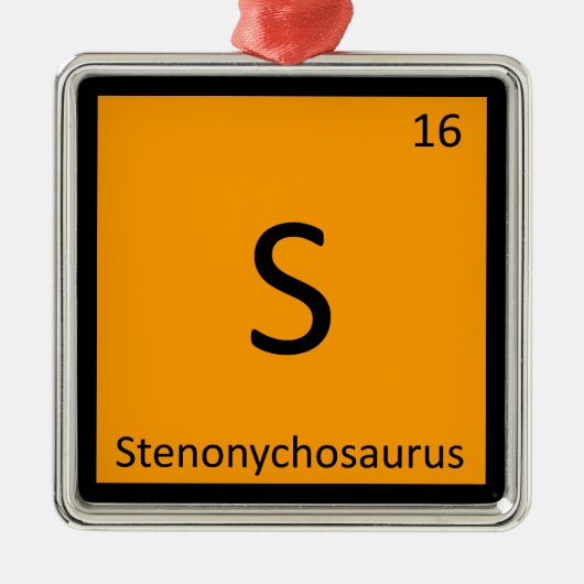 S - Periodisches Tabellensymbol für Stenonychosaur Silbernes Ornament (Vorne)