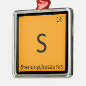S - Periodisches Tabellensymbol für Stenonychosaur Silbernes Ornament (Links)