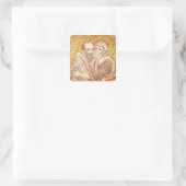 S. Peter und Paul Embracing Quadratischer Aufkleber (Tasche)