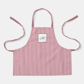 S Pink Stripe Rose Muster Initial Script Monogram Schürze (Vorderseite)