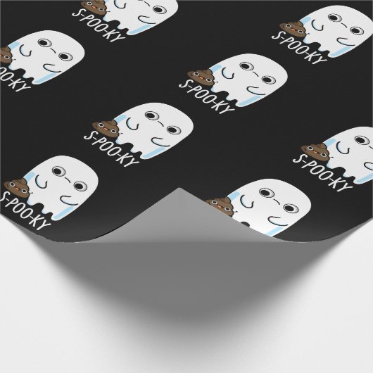 S-poo-ky Funny Ghost Kack Pun Dark BG Geschenkpapier (Ecke)