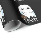 S-poo-ky Funny Ghost Kack Pun Dark BG Geschenkpapier (Rolleneckpunkt)
