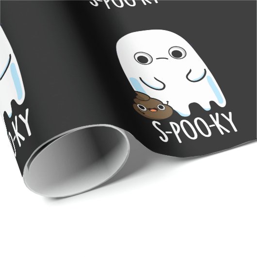 S-poo-ky Funny Ghost Kack Pun Dark BG Geschenkpapier (Rolleneckpunkt)