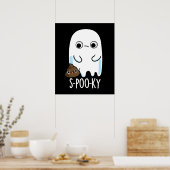 S-poo-ky Funny Ghost Kack Pun Dark BG Poster (Küche)