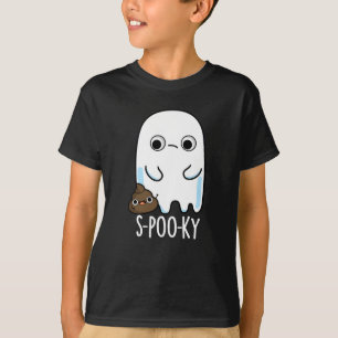 S-poo-ky Funny Ghost Kack Pun Dark BG T-Shirt