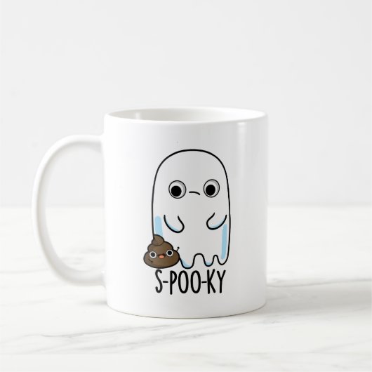 S-poo-ky Funny Ghost Kack Pun Kaffeetasse (Links)