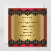 S Quinceanera 15. Red Black Gold Diamond Tiara Einladung (Rückseite)