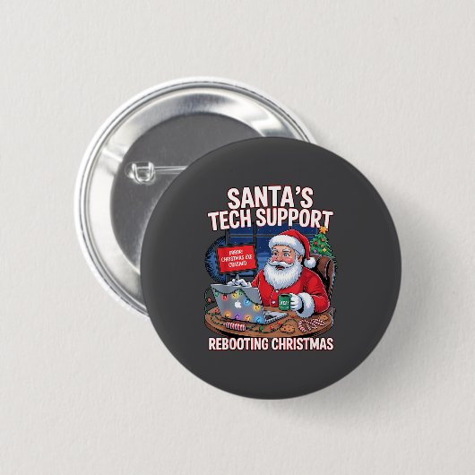 s Rebooting Santa Tech Support Team Button (Vorne & Hinten)