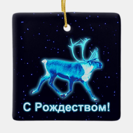 S Rozhdestvom - Blue Caribbean (Reindeer) Keramikornament (Vorderseite)