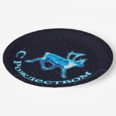 S Rozhdestvom - Blue Caribbean (Reindeer) Pappteller (Schrägansicht)