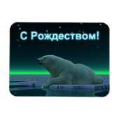 S Rozhdestvom - Ice Edge Polar Bear Magnet (Horizontal)