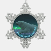 S Rozhdestvom - Ice Edge Polar Bear Schneeflocken Zinn-Ornament (Vorderseite)