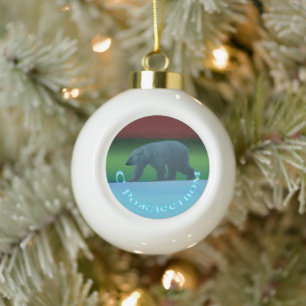 S Rozhdestvom - Polar Lights Polar Bear Keramik Kugel-Ornament