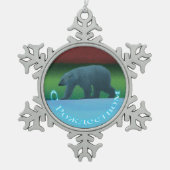 S Rozhdestvom - Polar Lights Polar Bear Schneeflocken Zinn-Ornament (Vorderseite)