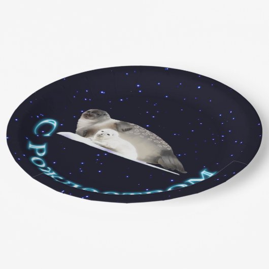 S Rozhdestvom - Ringed Siegel Pappteller (Schrägansicht)