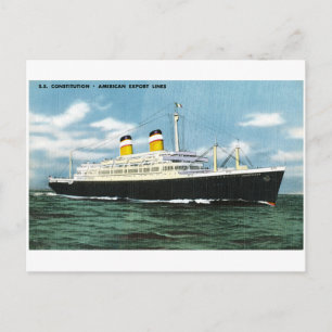 S.S. Constitution American Express Lines Vintage Postkarte