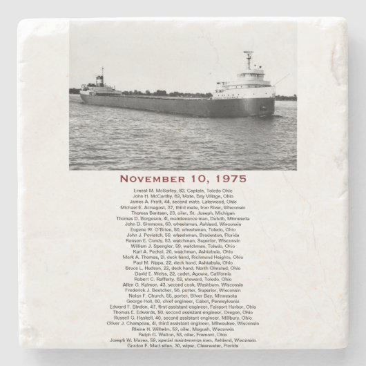 S.S. Edmund Fitzgerald Steinrutsche Steinuntersetzer (Vorderseite)