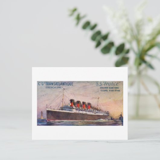 S.S. France Vintag Steamship Postkarte (Stehend Vorderseite)