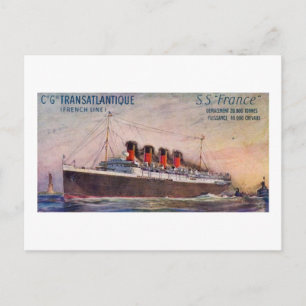S.S. France Vintag Steamship Postkarte