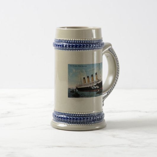 S.S. Olympischer Stern, weißer Stern Line, 1913 Bierglas (VorderseiteRechts)