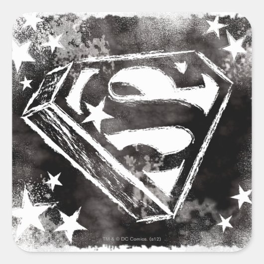 S-Schild mit Sternen Quadratischer Aufkleber (Vorderseite)