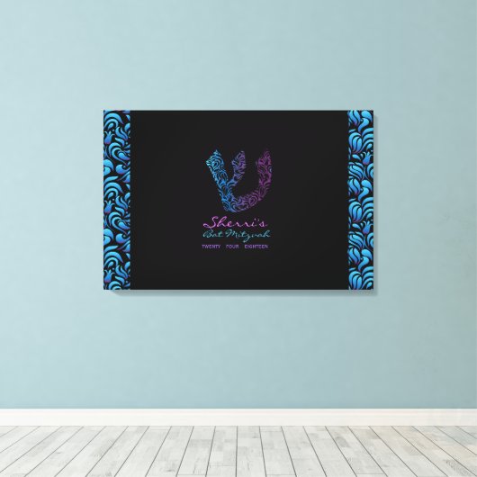 S Shin Hebrew Letter Bat Mitzvah Sign-In Board Leinwanddruck (Insitu (Holzboden))