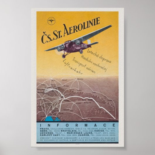 S. St. Aerolinie Czechoslovakia Vintage Poster (Vorne)