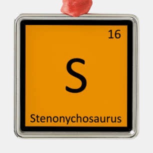 S - Stenonychosaurus Periodensystem-Symbol Silbernes Ornament
