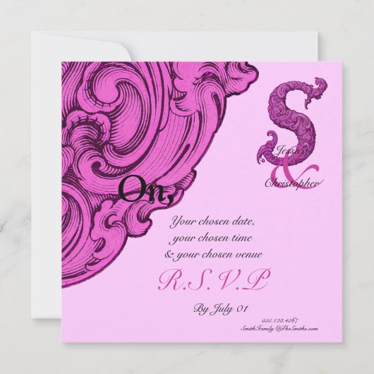 S - The Falck Alphabet (Pink) (Hochzeit) Einladung (Rückseite)