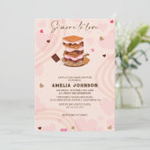 S to Liebe Herzpinken valentines Baby Shower Einladung (Stehend Vorderseite)