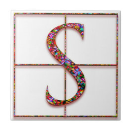 S Trajanus Red Custom Monogram Tile Fliese