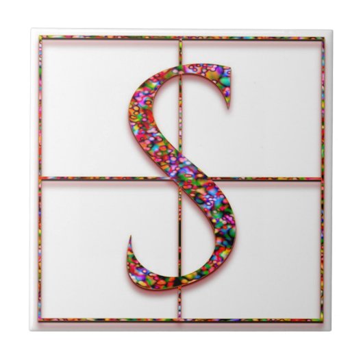 S Trajanus Red Custom Monogram Tile Fliese (Vorderseite)
